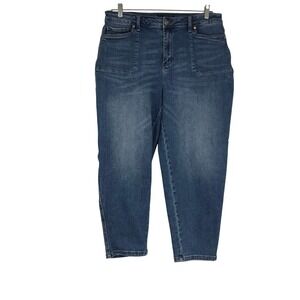 Judy Blue Los Angeles Womens High Rise Tapered Patch Pocket Jeans  15/32